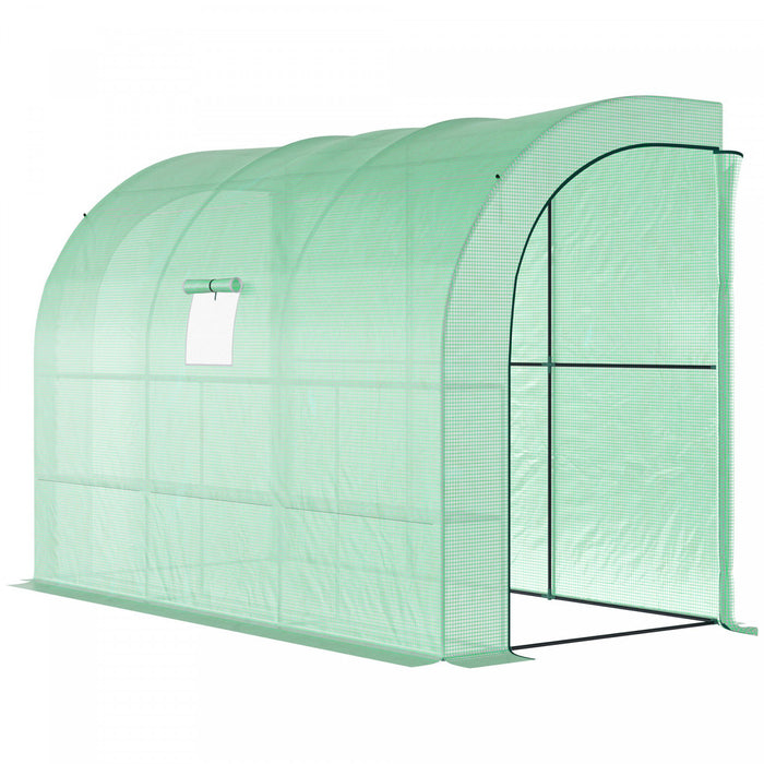 Outsunny Walk-in Lean-to Greenhouse Outdoor Gardening Green House, Green