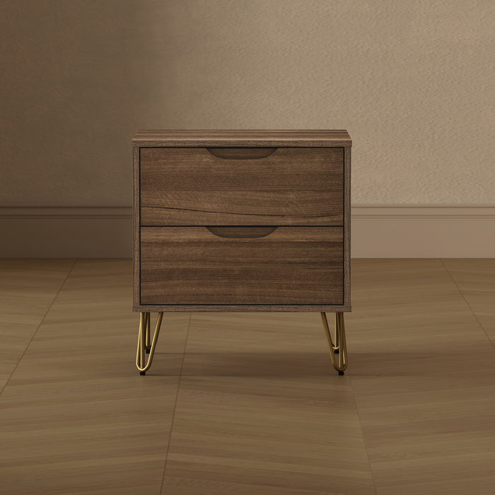 Avira Mid-Century Modern 20\" Nightstand in Brown (2-Drawer)