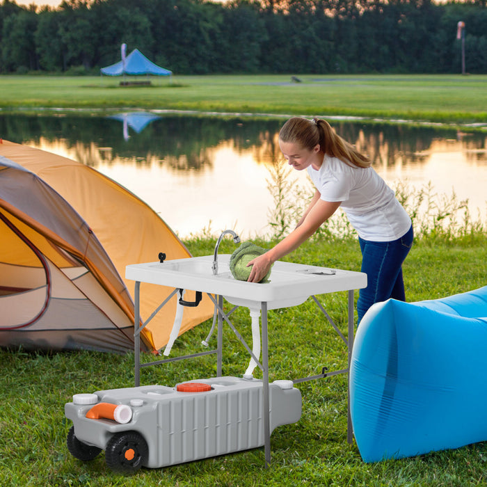 Outsunny 19.8 Gallon Portable Water Tank for Black or Grey Waste Water