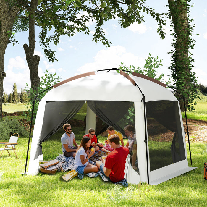 Outsunny Screen Tent, 10' X 10' Screen House With Uv50+ Protection, White