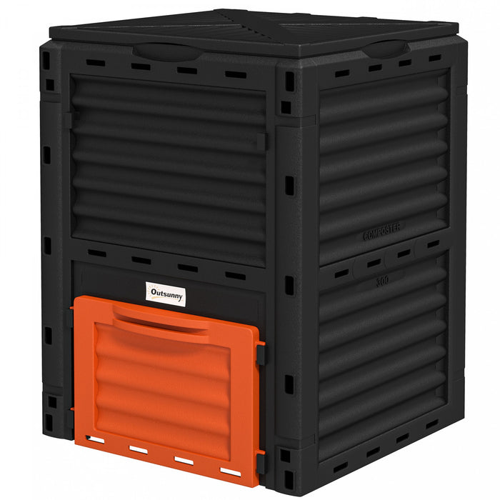 Outsunny Garden Compost Bin, 80 Gallon Outdoor Compost Container, Orange