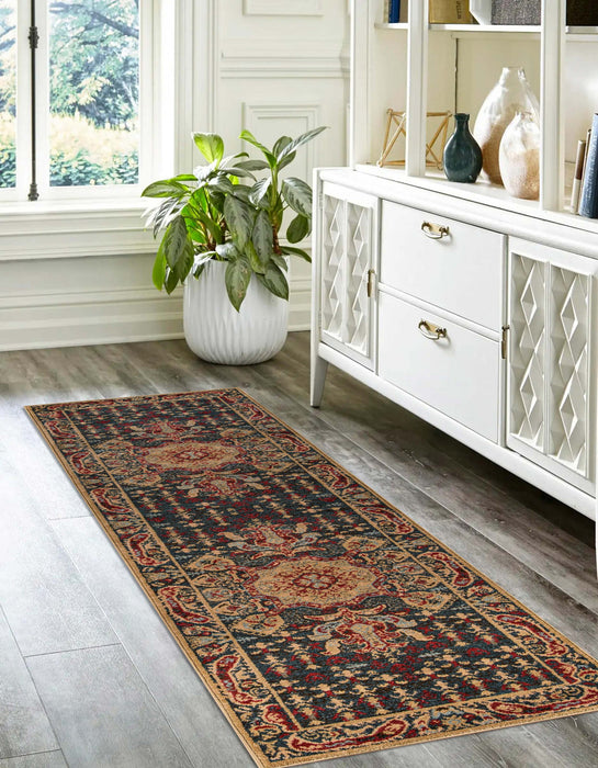 Sofia Traditional 2'3\" x 7'6\" Runner Rug in Blue Indoor Area Rug