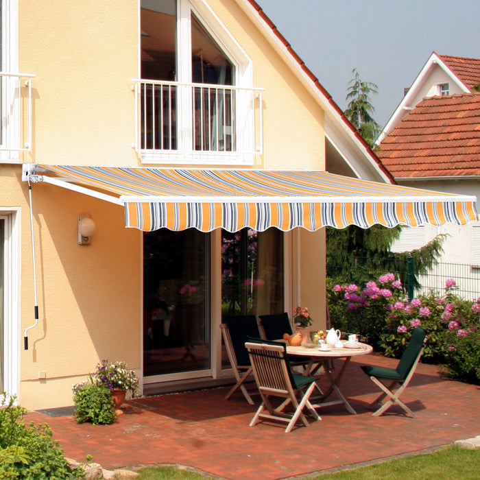 Outsunny 10' X 8' Manual Retractable Awning Shelter W/ Crank, Mix Colour