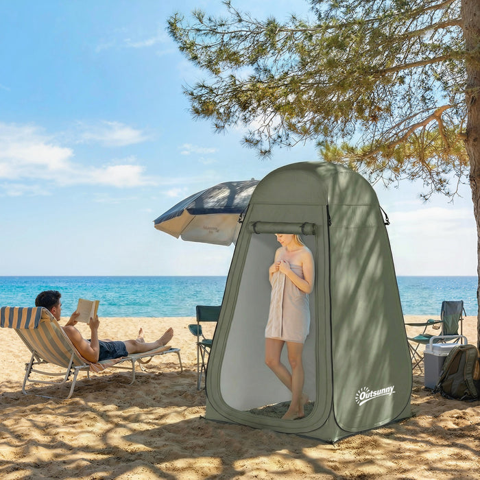 Outsunny Pop Up Shower Tent, Outdoor Privacy Changing Dressing Room, Green