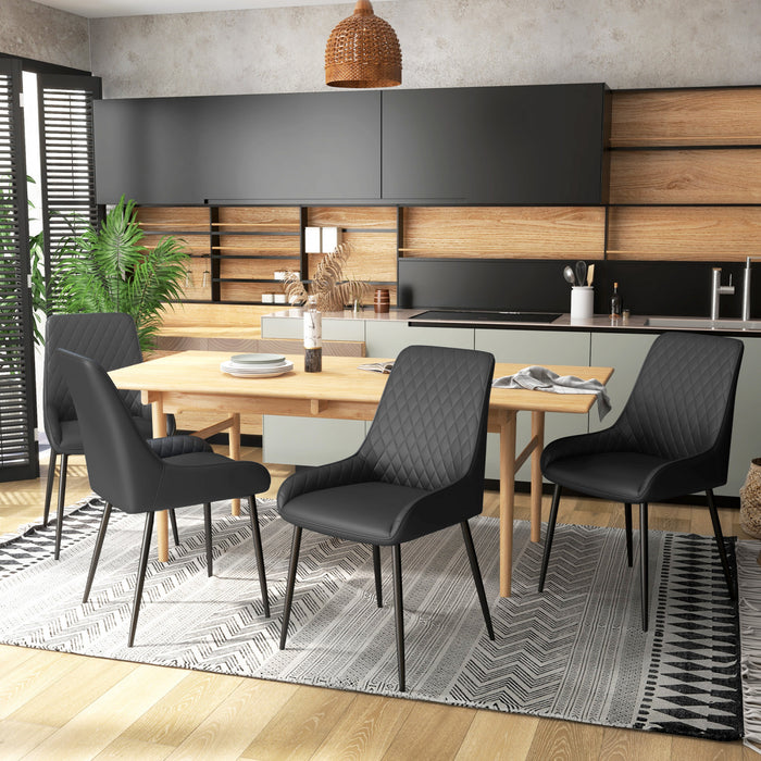 HOMCOM Dining Chairs Set of 4, PU Leather Kitchen Chairs with Steel Legs