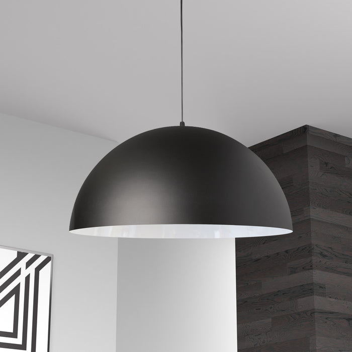 Dainolite Ofelia 1 Light Pendant Large Matte Black/White Lamp