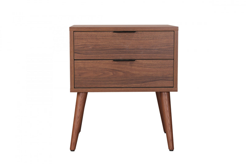 Flashby Nightstand With 2 Drawers, Faux Walnut