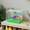 PawHut 18"L Hamster Cage, Small Animal House, 2-Level Rat Gerbil Haven with Tunnel Tube System, Exercise Wheel, Water Bottle, Food Dish, Ramp, Green
