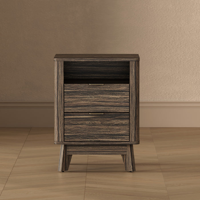 Orlen Mid-Century Modern 2-Drawer Multi-Purpose Nightstand & End Table in Jacobean Walnut