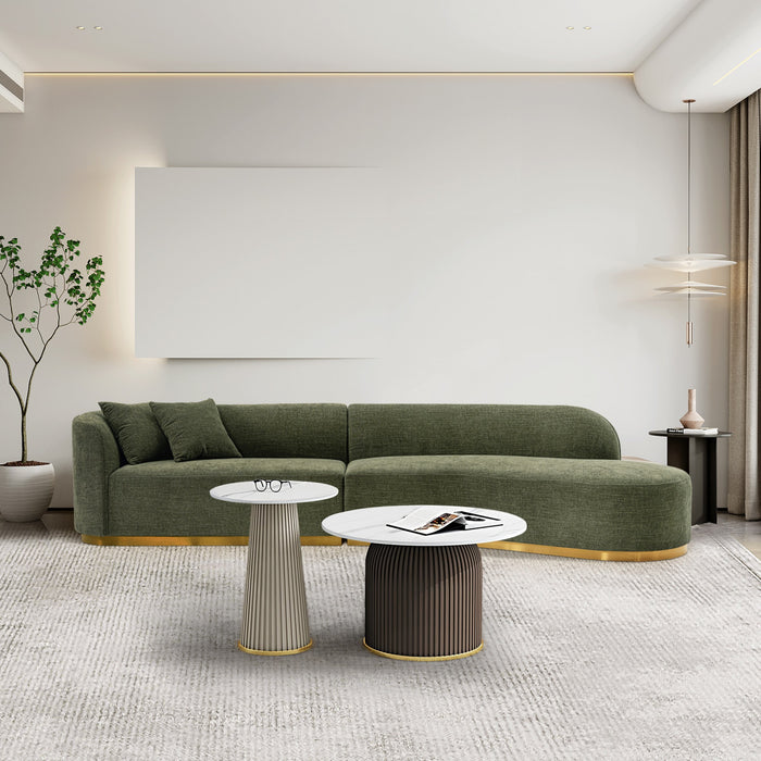 Daria Modern 132\" Chenille Sectional in Olive Green