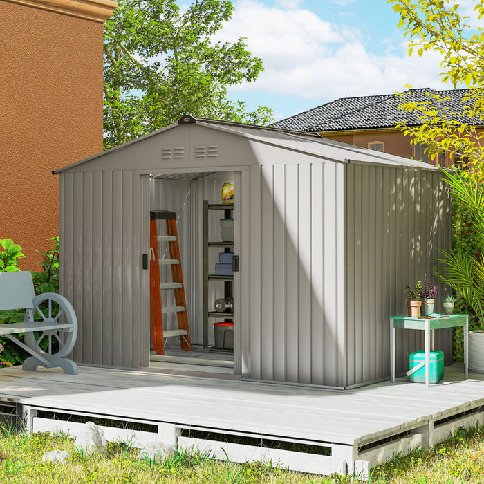 Outsunny 9' x 6' Garden Storage Shed w/ Steel Foundation Kit