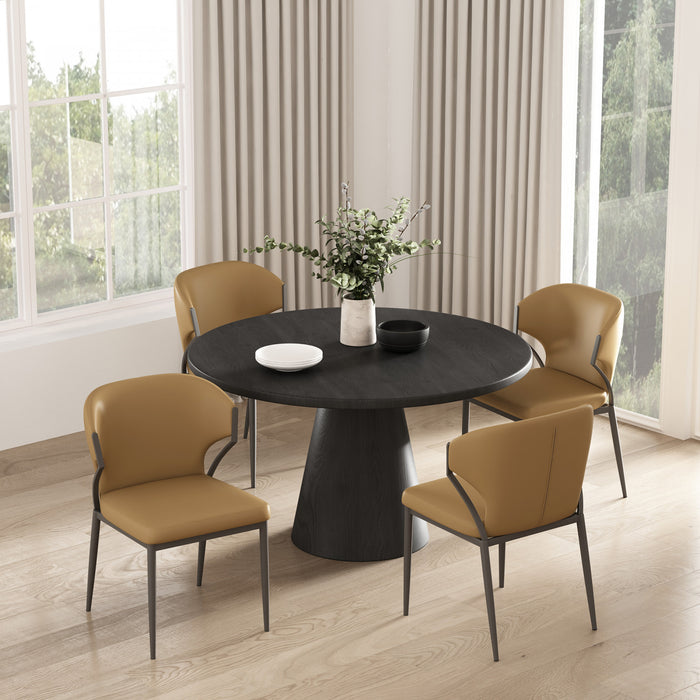 Kirsten Modern Vegan Leather Metal Dining Chair in Camel - Set of 4