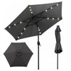 Costway 7.5 ft Solar Powered Patio Umbrella with LED Lights Push Button Tilt Crank Handle Gray
