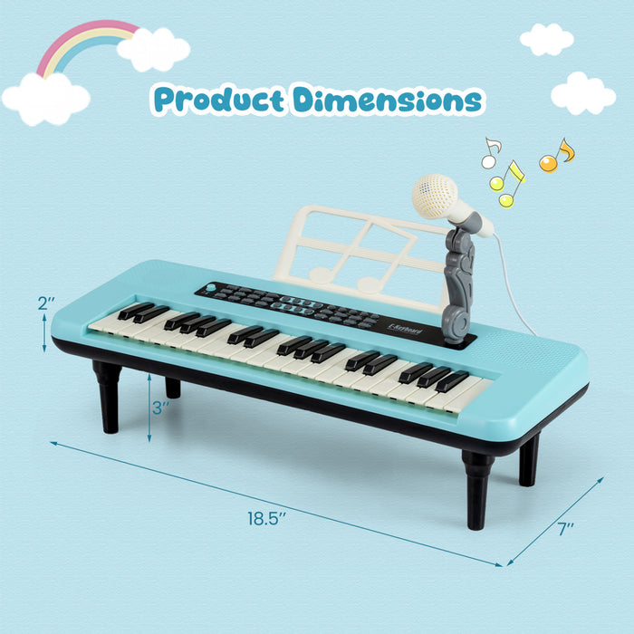 Costway 37 Keys Kids Piano Keyboard Portable Musical Toy with Microphone & Music Stand Blue