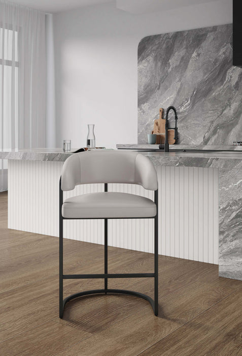 Augusta Modern Metal Upholstered Counter Stool in Light Gray