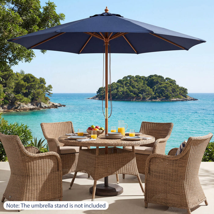 Costway 9 FT Patio Umbrella with Adjustable Height. Rope Pulley Lift. Vented Top for Beach Navy Blue