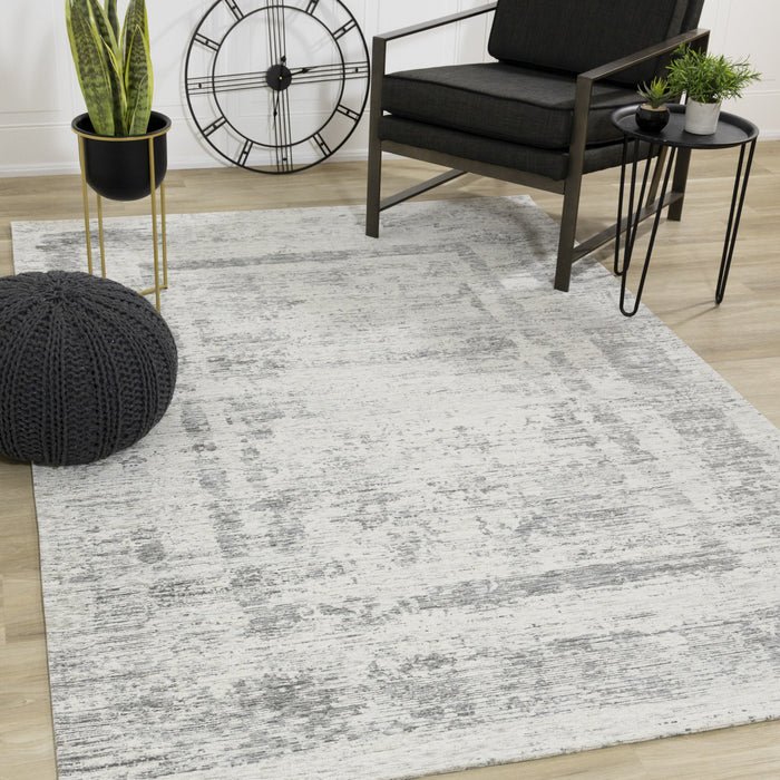Kylie Grey Faded Borders Rug, 5'1\" x 7'7\" Indoor Area Rug