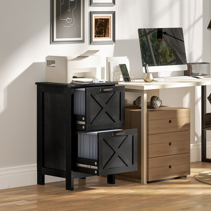 HOMCOM File Cabinet with 2 Drawers Filing Cabinet for A4 Letter, Black