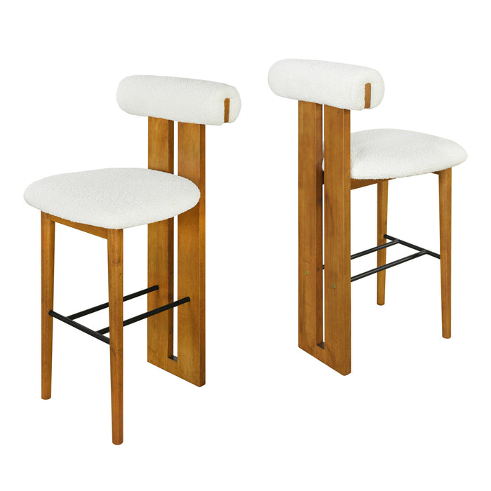 Sophia Indoor Modern Rubberwood Bar Stool Set of 2 with Supportive Backrest,White&Walnut