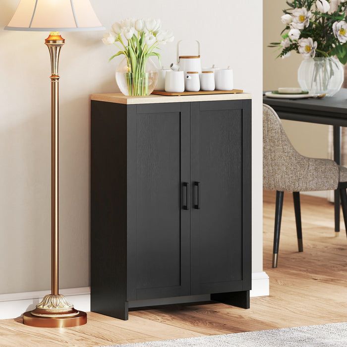 HOMCOM Storage Cabinet with Double Doors and Adjustable Shelf, Black