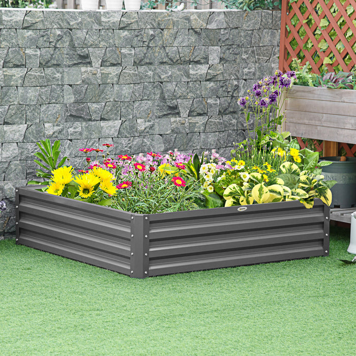 Outsunny 4' X 4' X 1' Raised Garden Bed Galvanized Steel Planter Box For Vegetables, Flowers, Herbs, Light Gray