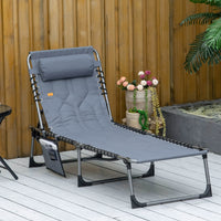 Outsunny Outdoor Lounge Chair, Folding Chaise Lounge, Grey