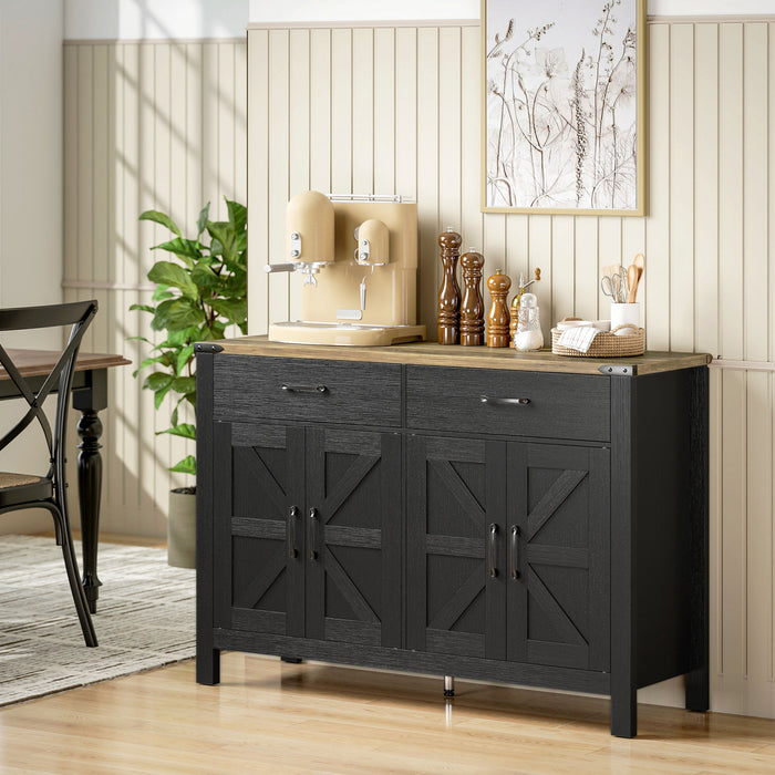 HOMCOM Sideboard Buffet Cabinet w/ Drawers and Shelves, Farmhouse Sideboard