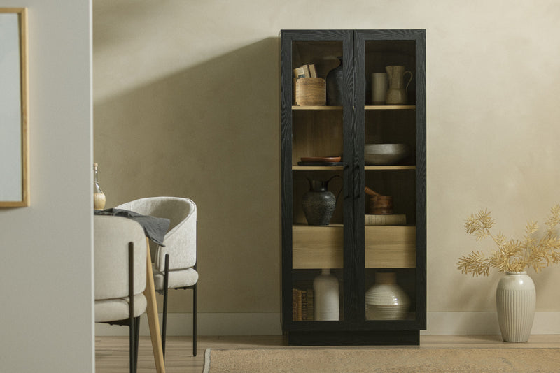 Arum Contemporary 2-Door Kitchen Cabinet with Doors Black Oak and Natural Ash - South Shore Kitchen Storage