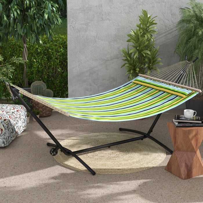 Outsunny Hammock Stand Only W/ Wheels, Adjustable Hammock Stand, Black