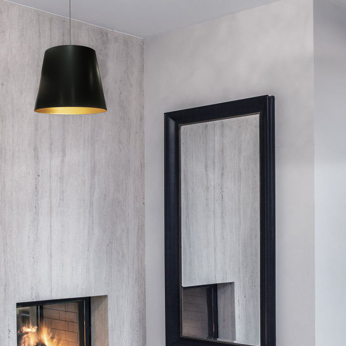 Dainolite Oversized Drum 1 Light Pendant Small Black/Gold Shade Lamp