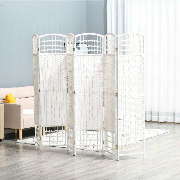 HOMCOM 6-Panel Room Divider Freestanding Folding Screen for Home White