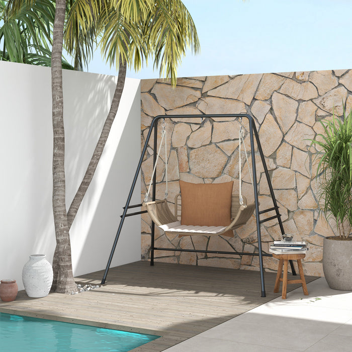 Outsunny Hammock Chair Stand Metal Frame Hammock Stand, Black