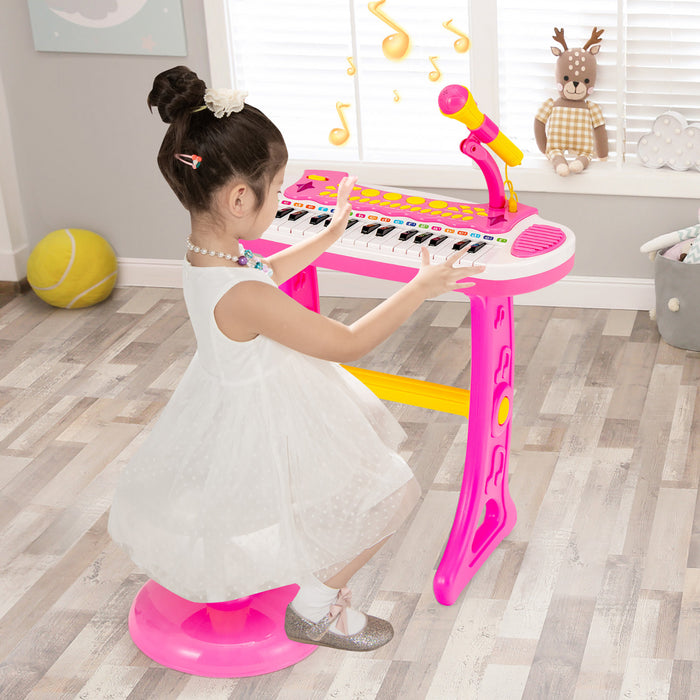 Costway 31 Key Kids Piano Keyboard Toy Toddler Musical Instrument w/ Microphone Pink