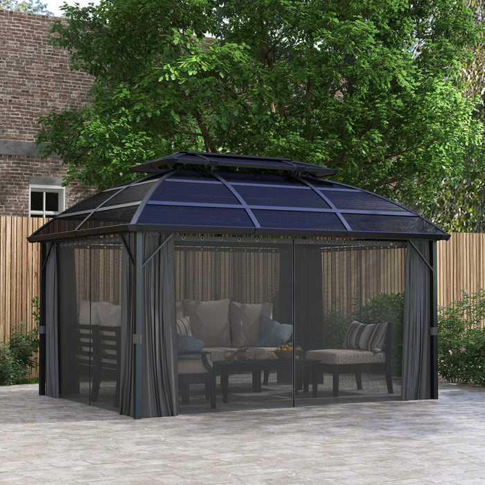 Outsunny 13' X 10' Patio Gazebo, Double Roof Outdoor Gazebo For Lawn, Black