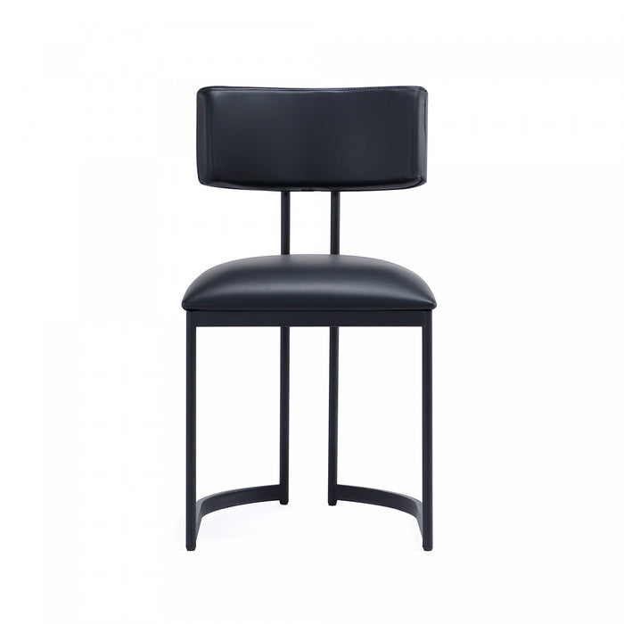 Juno Contemporary Modern Vegan Leather Metal Side Chair in Black - Set of 2