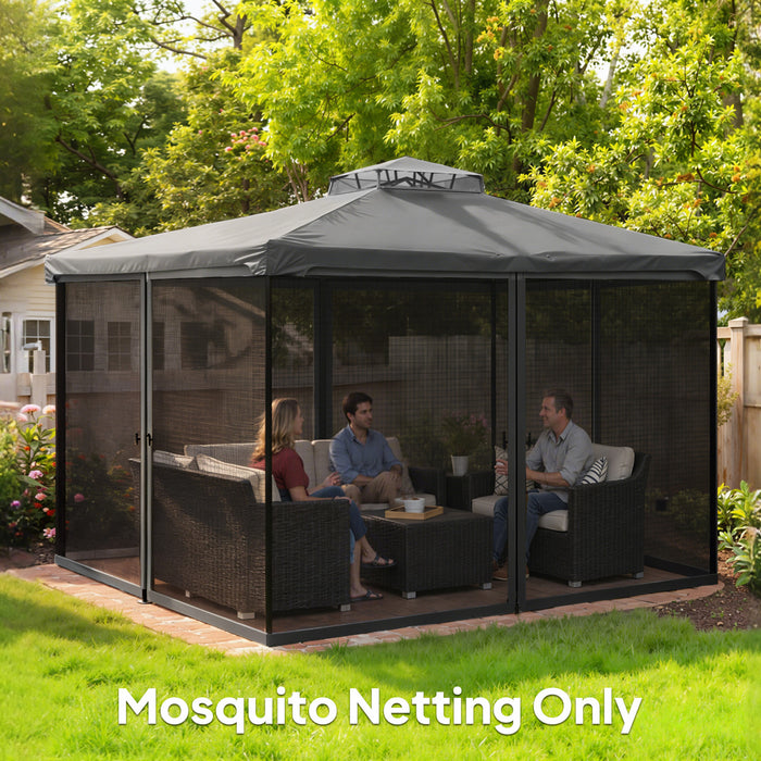 Outsunny 13' x 13' Gazebo Replacement Mosquito Netting, Dark Grey