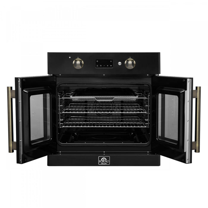 Forno Asti 30\" French Door Electric Wall Oven, Black, 3.68 cu. ft. - FBOEL1333-30BLK