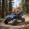 Qaba 24V 2 Seater Ride On Car for Kids, Electric Kids UTV with Dual 120W Motors, Remote Control, 4-Wheel Suspension, Soft Start, Seat Belt, Rear Storage, Music for Ages 3-8, Blue