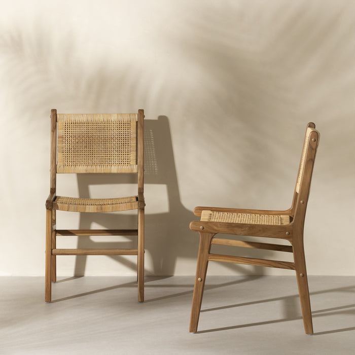 Agave Rattan & Teak Dining Chair Set of 2 - Rattan & Natural