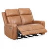 Bellamy 58 in. Leather Match Power Reclining Loveseat with Adjustable Headrest and USB - Cognac | Causeuse inclinable electrique Bellamy de 58 po en cuir assorti avec appuie-tete ajustable et USB - Cognac
