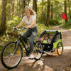 Aosom 2-Seat Bike Trailer for Kids, Baby Bicycle Trailer with Storage Bag, 5-Point Harness, 20" Rubber Wheels, Safety Flag, Reflectors, Shock Absorber System, for 18+ Months, Green