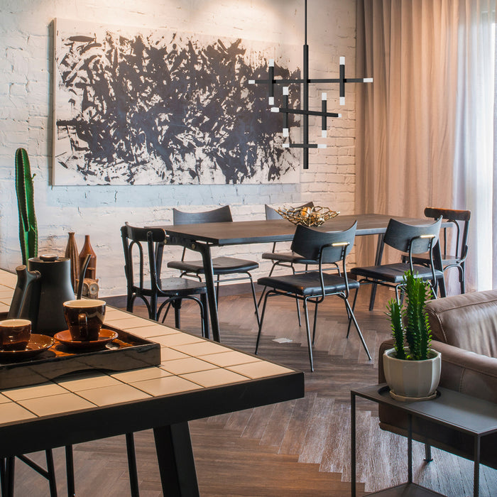 Dainolite Acasia Chandelier 42w Matte Black Frosted Acrylic Diffuser Lamp