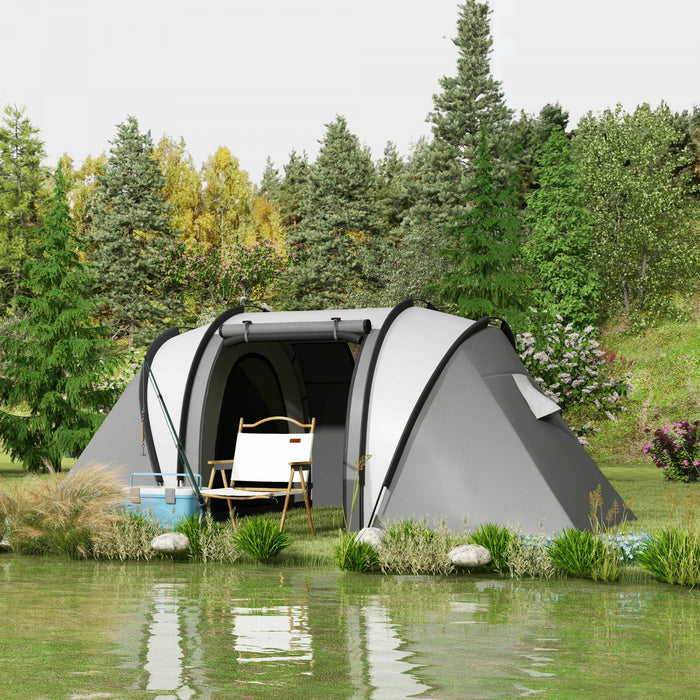 Outsunny Camping Tent with 2 Bedrooms and Living Area, 3000mm Waterproof