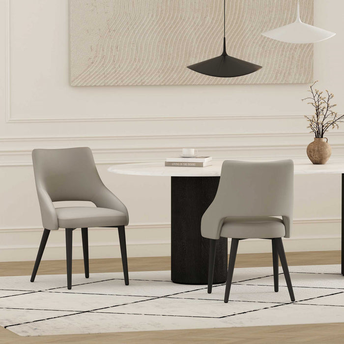 Tremont Modern Vegan Leather Metal Dining Chair in Stone Gray - Set of 2