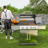 Outsunny 4+1 Burner Liquid Propane Gas Grill Outdoor Portable BBQ with Side Burner, Warming Rack, Storage Cabinet, Side Shelf, Thermometer, Tank Holder, 4 Wheels, Silver