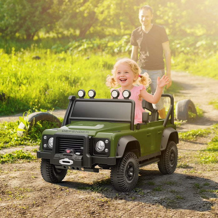 Qaba Land Rover Licensed Electric Car For Kids, 12v 7ah Battery Powered Ride On Truck With Remote Control, Spring Suspension, 3 Speeds Electric Vehicle For Age 3-5, Green