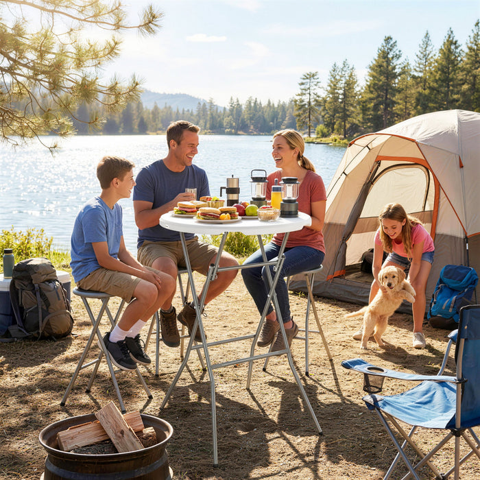 Outsunny 2.6ft Plastic Folding Picnic Table, Camping Table, White