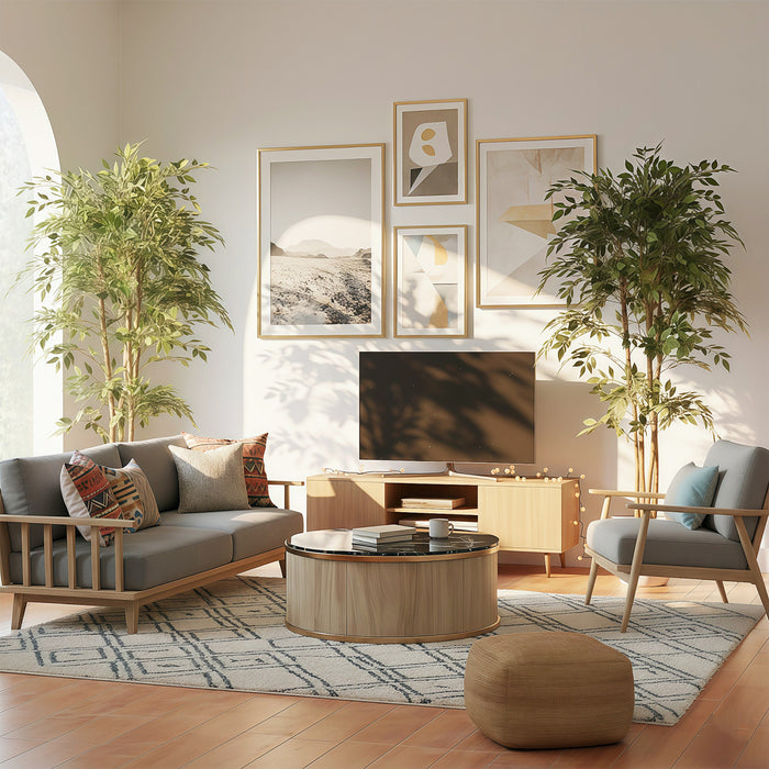 HOMCOM 6FT Artificial Banyan Tree, Set of 2 Artificial Plant for Home Decor