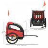 Aosom 2-Seat Bike Trailer for Kids, Baby Bicycle Trailer with Storage Bag, 5-Point Harness, 20" Rubber Wheels, Safety Flag, Reflectors, Shock Absorber System, for 18+ Months, Red