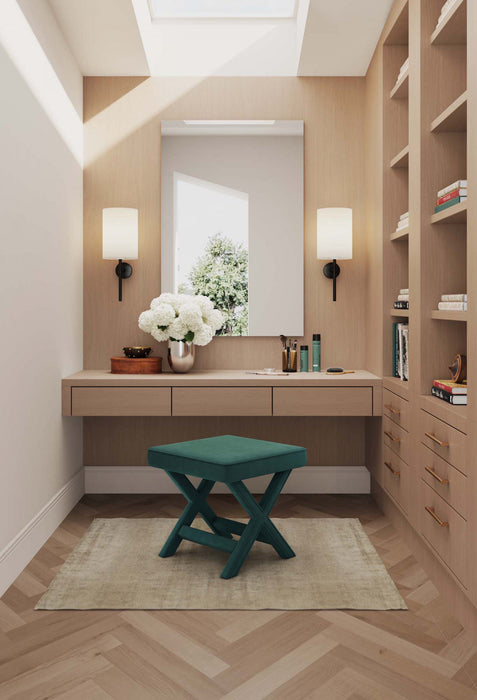 Abigail Mid-Century Modern Upholstered Velvet Accent Bench in Forest Green